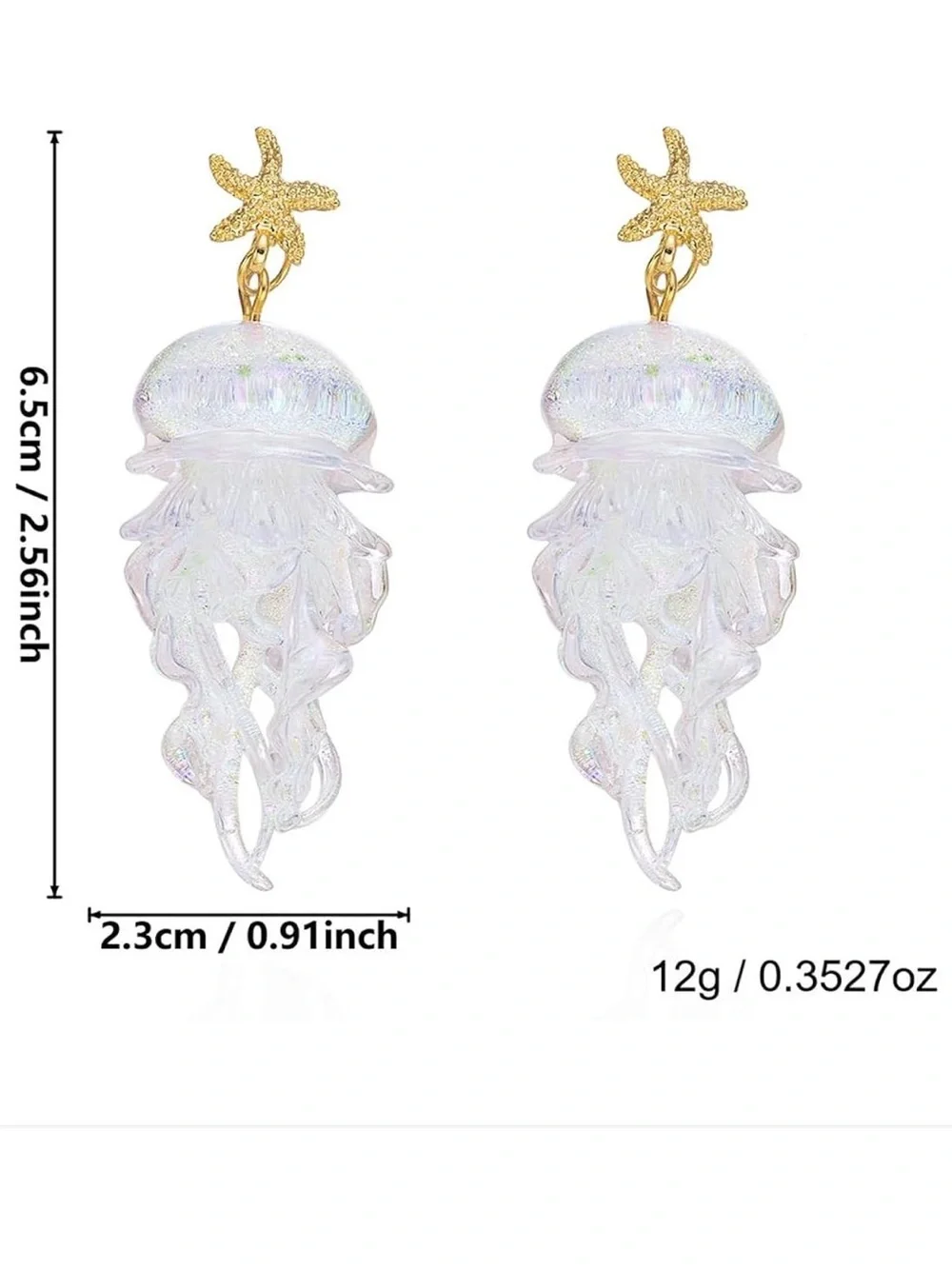 Anthropologie Iridescent Jellyfish Drop Earrings with Gold Star